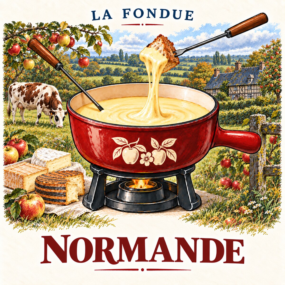 fondue-normande Illustration de la fondue normande